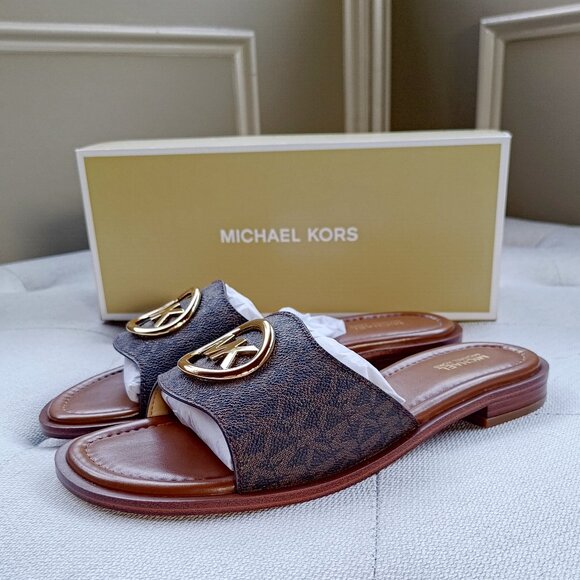 Michael Kors Hannah Signature Logo Slide Sandal US8 49S5HNFS1B - Picture 7 of 11